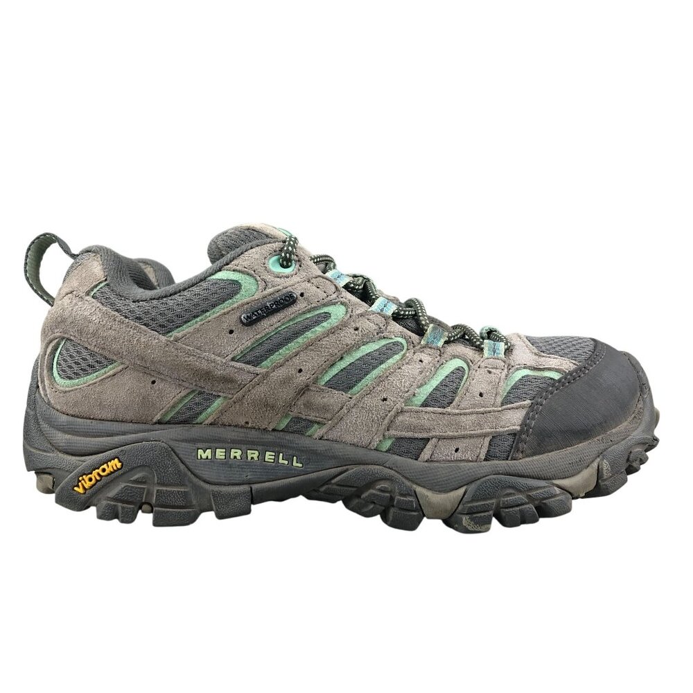 Merrell Women's Size 6 Moab 2 Grey Leather Waterproof Vibram Sole Hiking Shoes